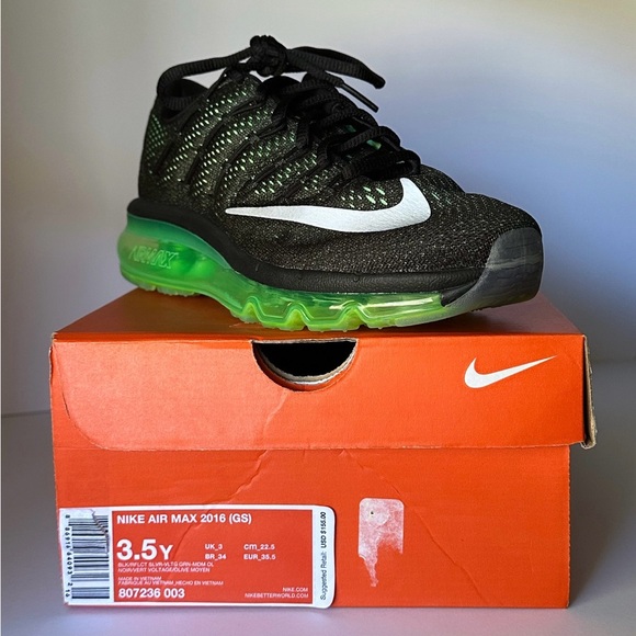 NIKE AIR MAX 2016 (GS) BLACK VOLT - BRAND NEW - Picture 5 of 6